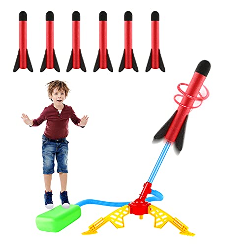 Lehoo Castle Druckluftrakete Kinder Rakete Spielzeug mit 6 Schaumraketen, 