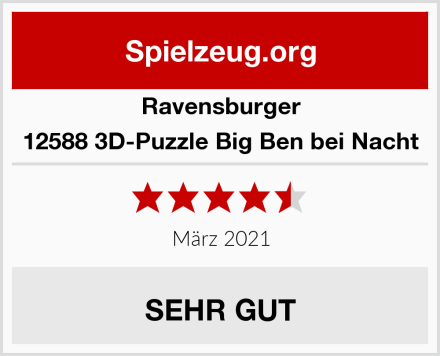 Ravensburger 12588 3D-Puzzle Big Ben bei Nacht Test