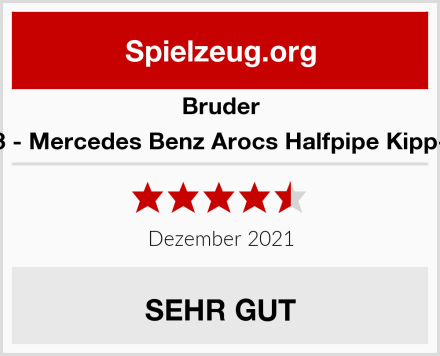 BRUDER 03623 - Mercedes Benz Arocs Halfpipe Kipp-LKW Test
