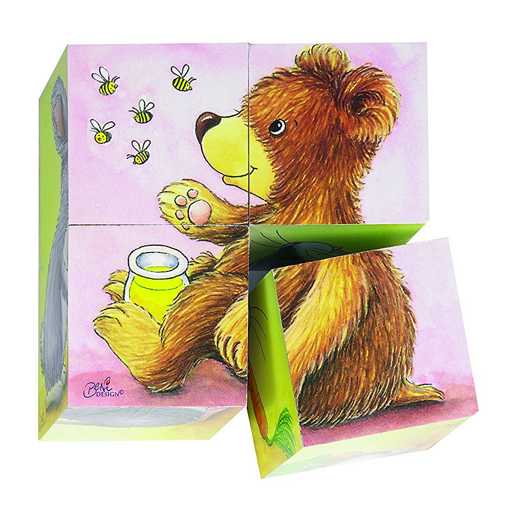 Würfelpuzzle für Kinder  mit 12 Würfeln aus Holz 