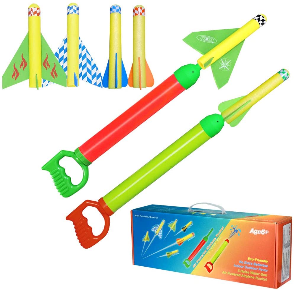 Lehoo Castle Druckluftrakete Kinder Rakete Spielzeug mit 6 Schaumraketen, 